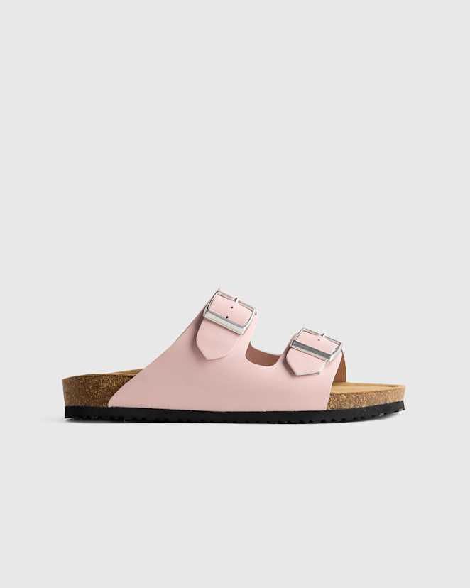 Shell Pink Nappa Leather Double Buckle Slide