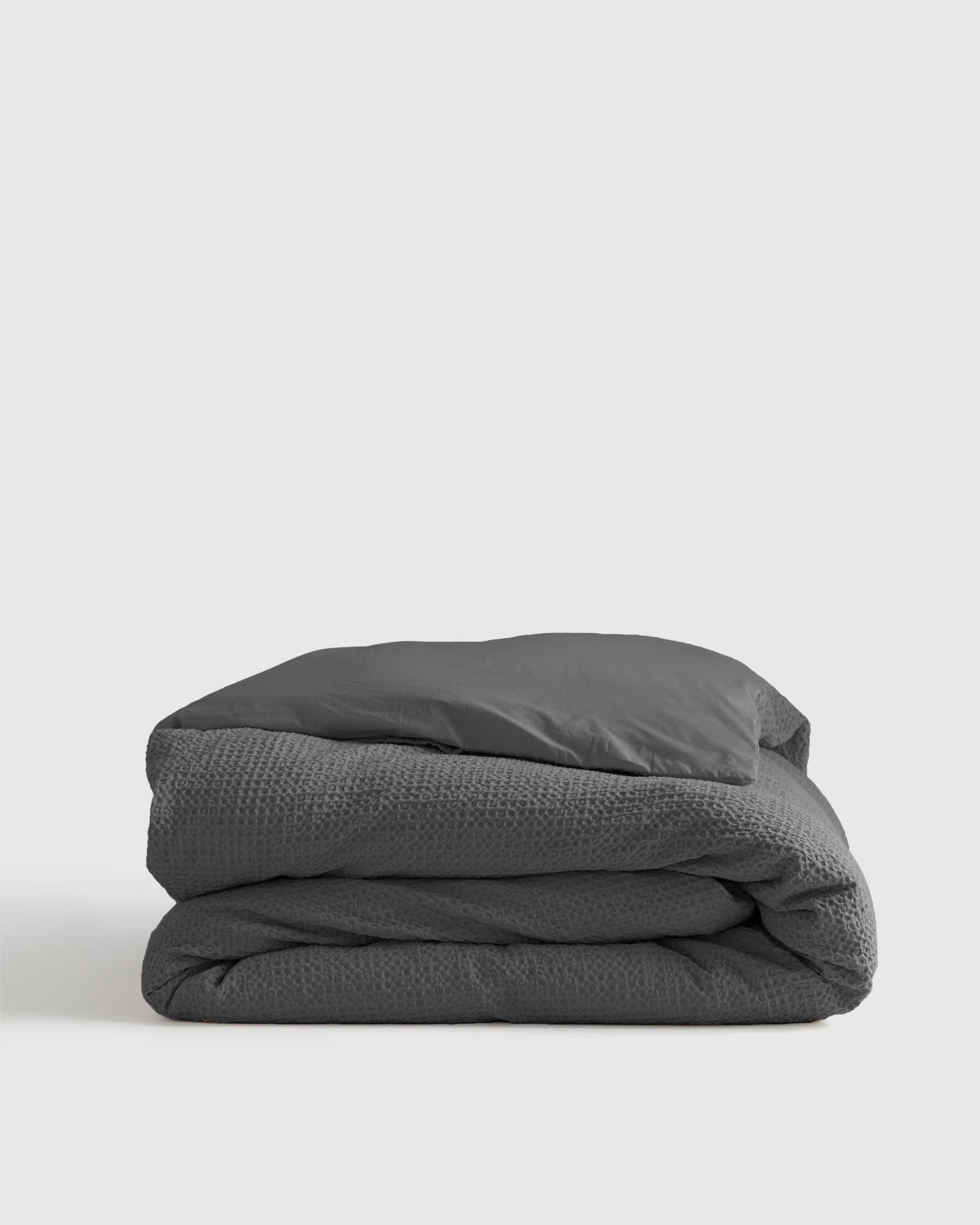 grey Organic Luxe Honeycomb Duvet Cover