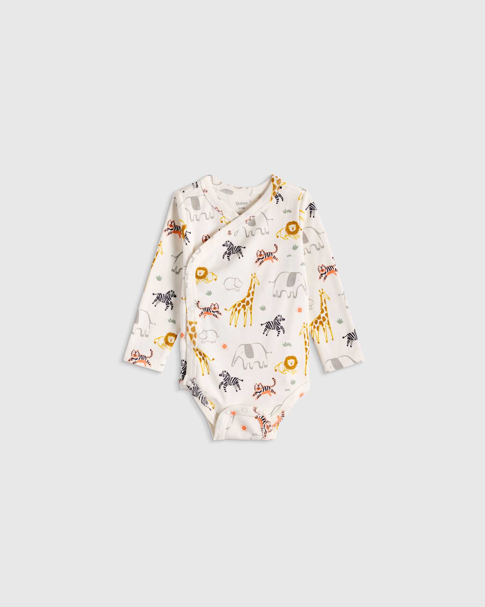 safari 100% Organic Cotton Long Sleeve Kimono Bodysuit