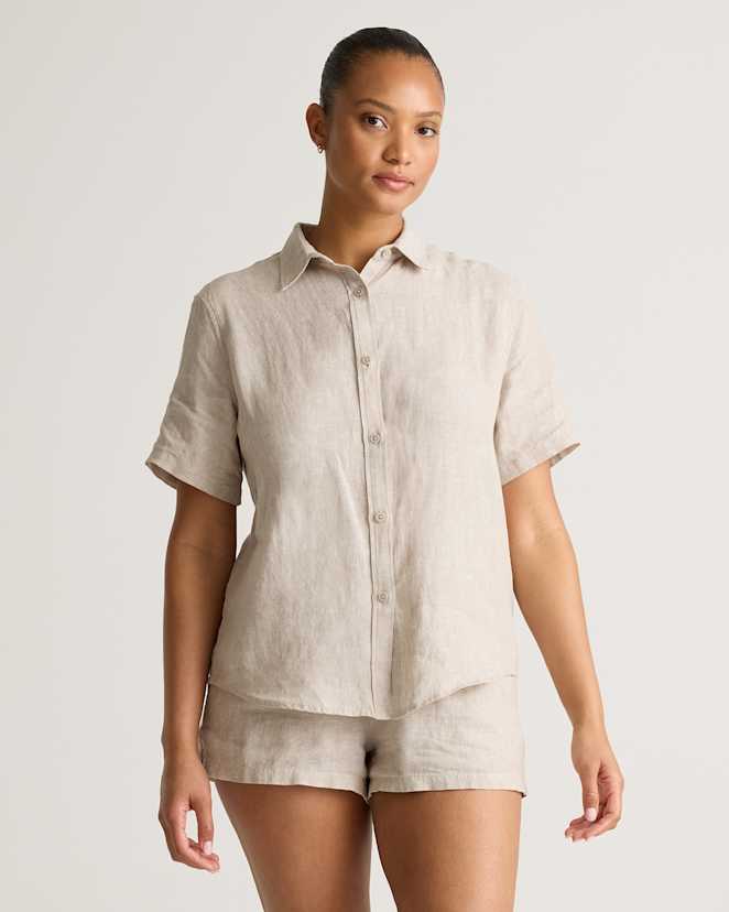 Flax 100% European Linen Shorts Pajama Set