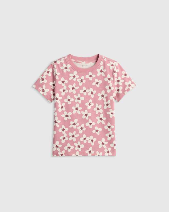Mauve Daisies 100% Organic Cotton Jersey Short Sleeve Tee