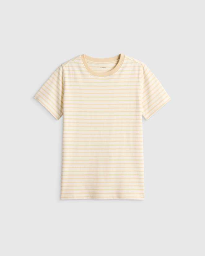 Oatmeal Stripe 100% Organic Cotton Jersey Short Sleeve Tee