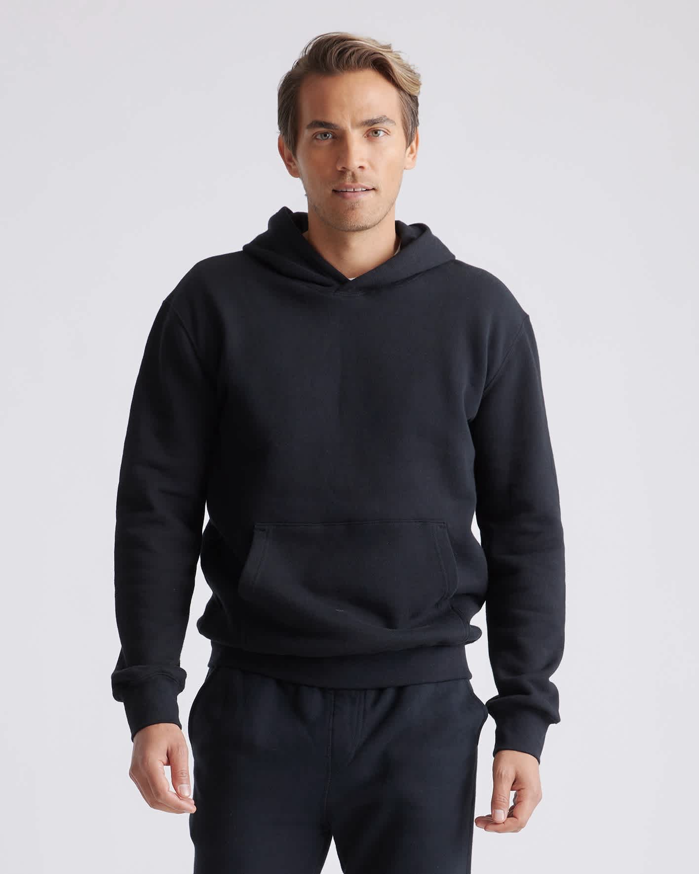 M-HKT-8-BLK 1147 black Organic Heavyweight Fleece Hoodie