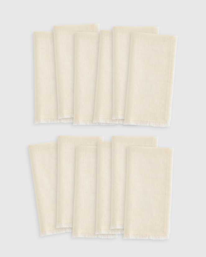 Natural European Linen Fringe Napkins (Set of 12)