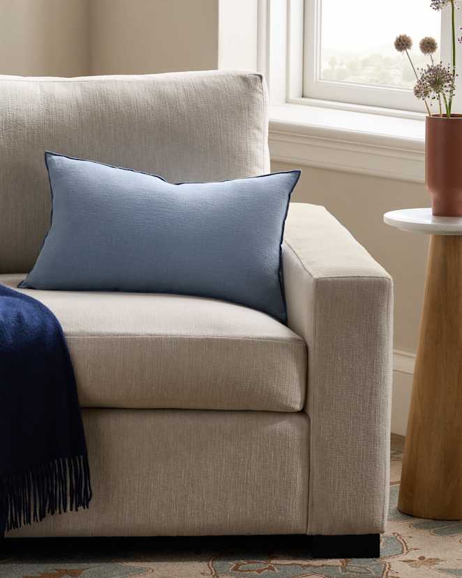 Faded Denim/Denim Contrast European Linen Pillow Cover