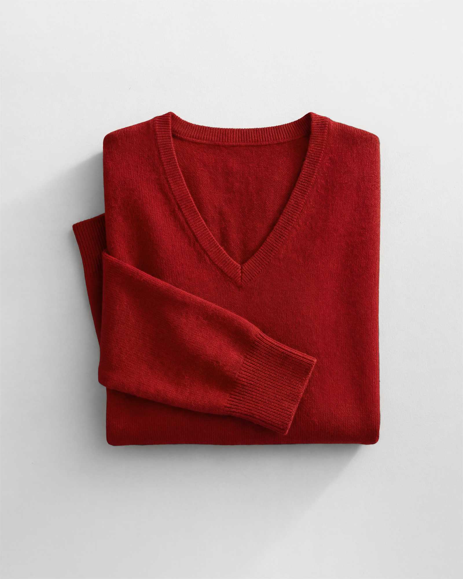 varsity-red Mongolian Cashmere V-Neck Sweater