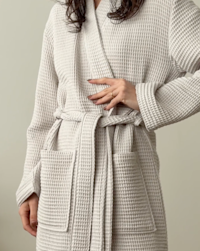 Organic Turkish Waffle Robe(regular length) SILVER Multi 4x5