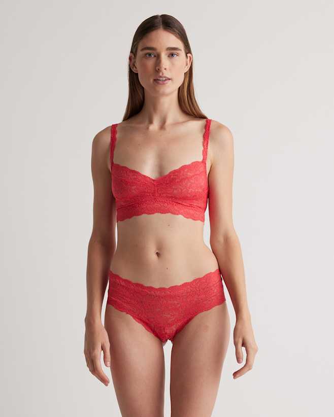 Black/Ruby Stretch Lace Sweetheart Bralette (2-pack)
