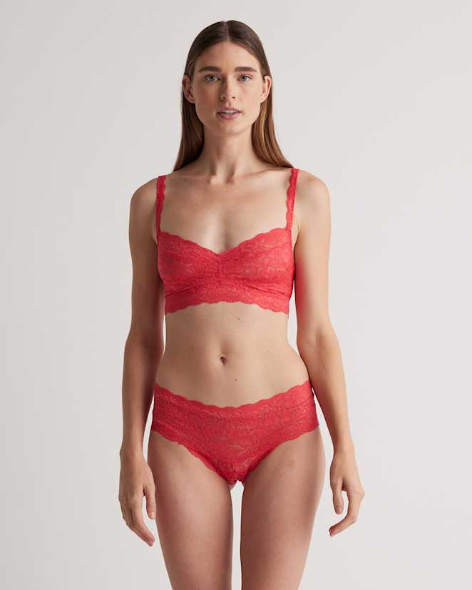 Black/Ruby Stretch Lace Sweetheart Bralette (2-pack)