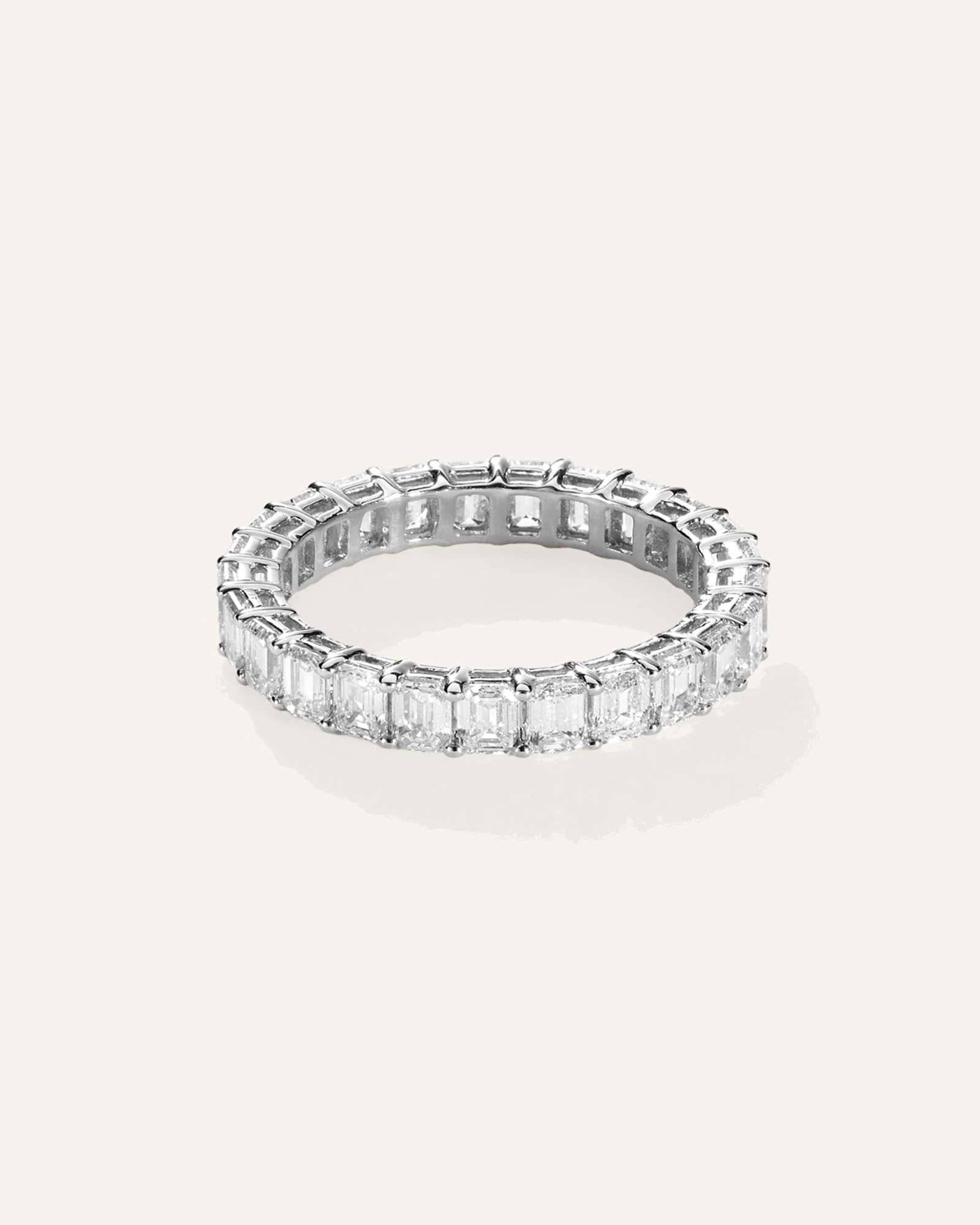 White Gold Lab Grown Diamond Emerald Eternity Band