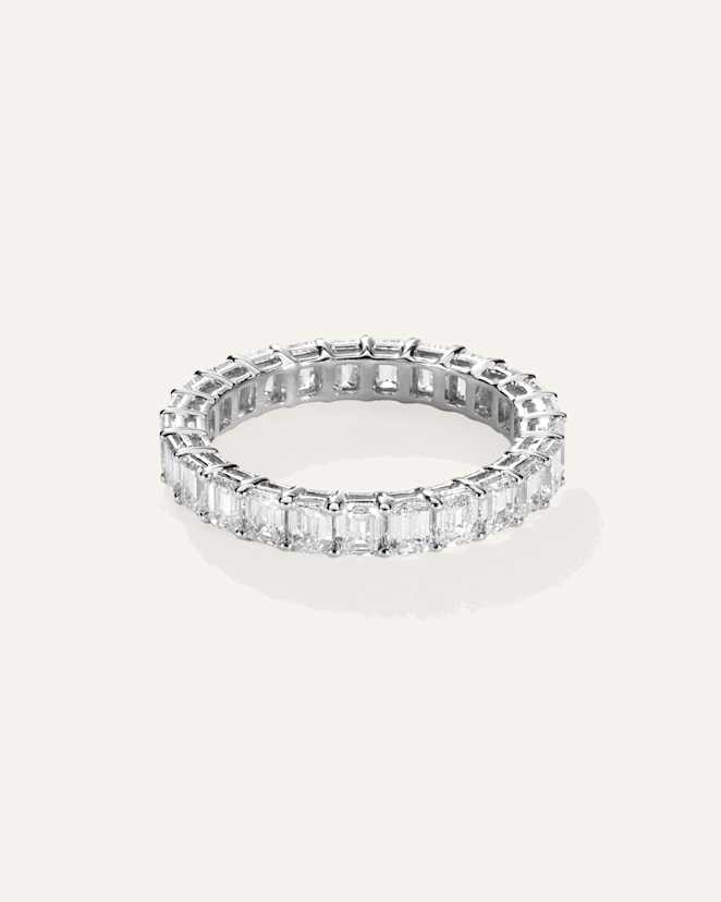 White Gold Lab Grown Diamond Emerald Eternity Band