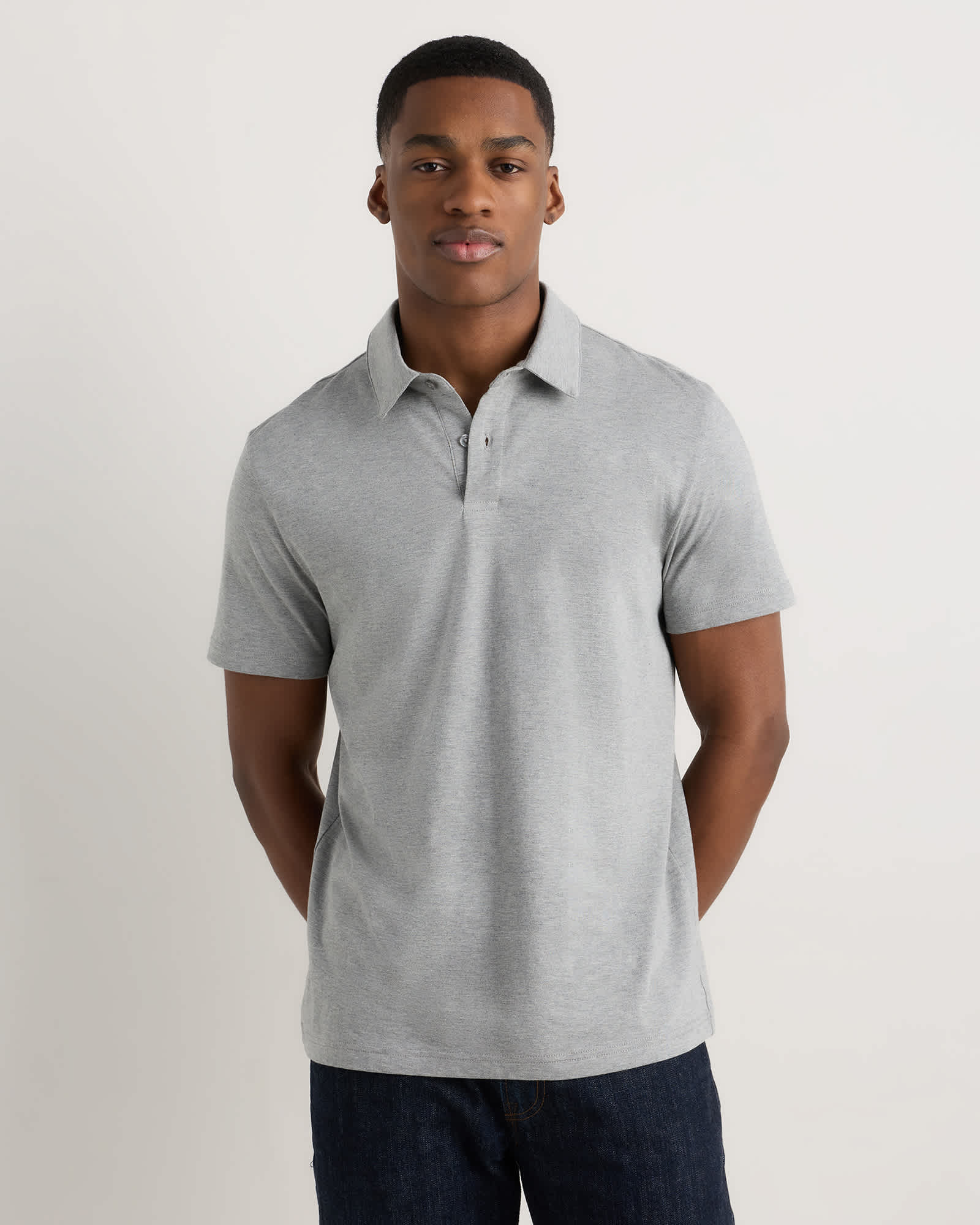heather-grey Japanese Lotus Polo