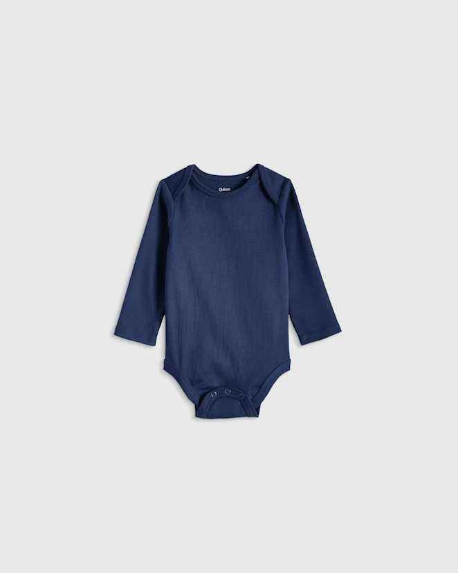 Navy 100% Organic Cotton Long Sleeve Bodysuit