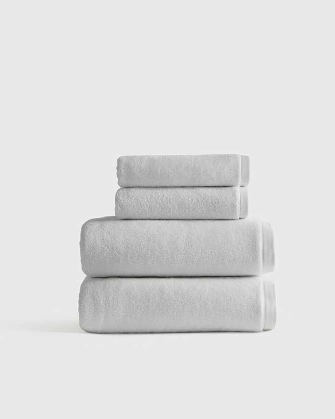 Light Grey Plush Organic Turkish Cotton Bath Bundle (4 pieces)
