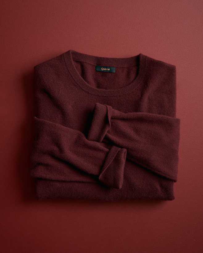 Rich Burgundy Mongolian Cashmere Crewneck Sweater