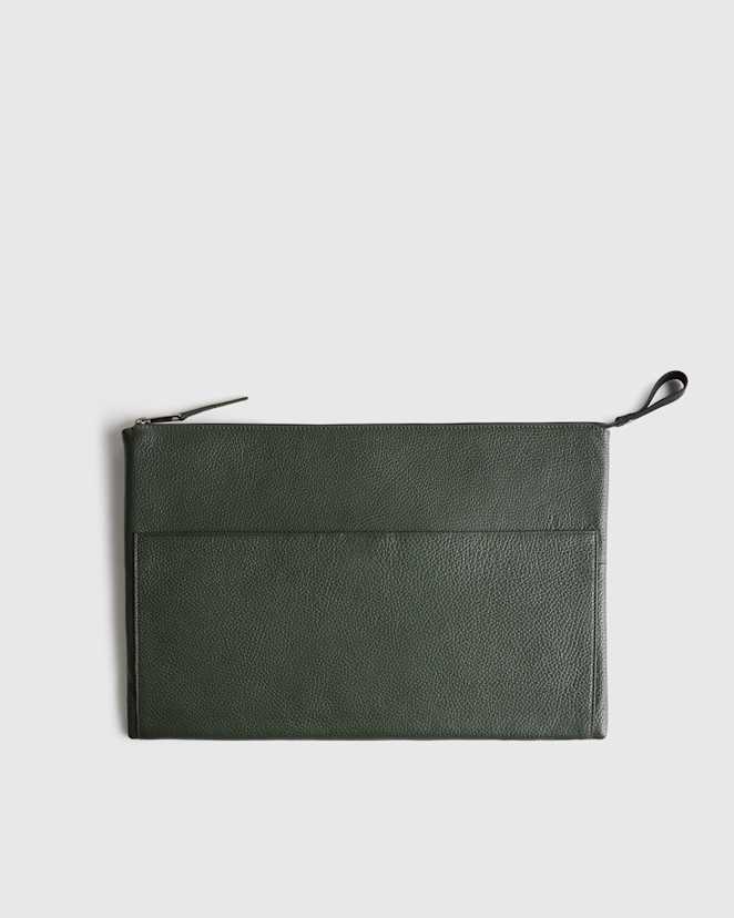 Dark Olive Excursion Italian Leather Tech Folio