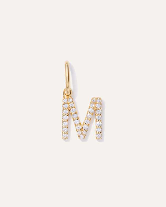 Yellow Gold 14K Gold Diamond Letter Charm