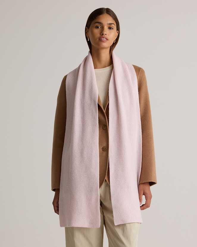 Minimal Pink Mongolian Cashmere Ribbed Scarf