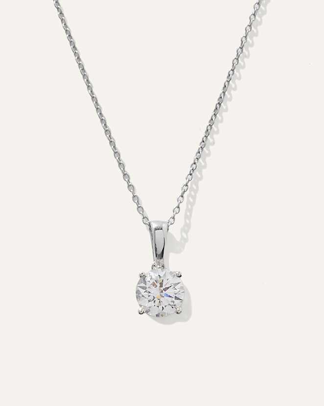 White Gold 14K Gold Lab Grown Diamond Solitaire Necklace