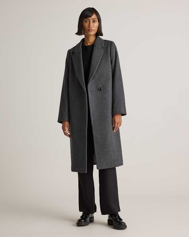 Heather Charcoal Italian Wool Classic Single-Breasted Coat