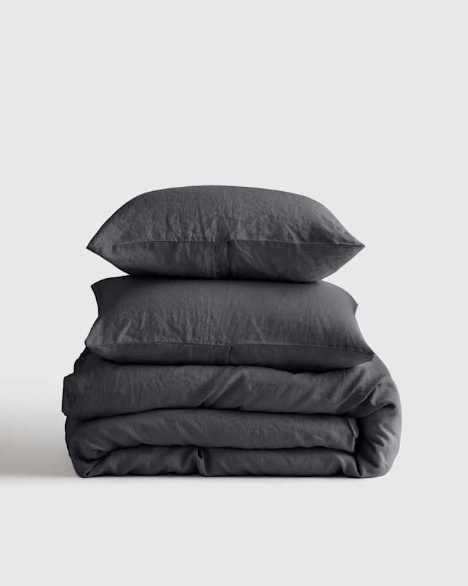 Charcoal European Linen Duvet Cover Set