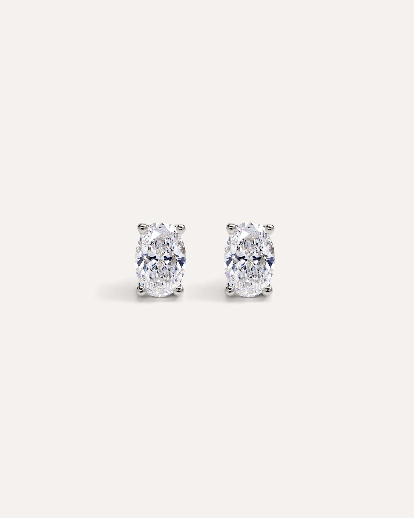 white-gold 14K Gold Lab Grown Diamond Oval Solitaire Studs - 1ctw