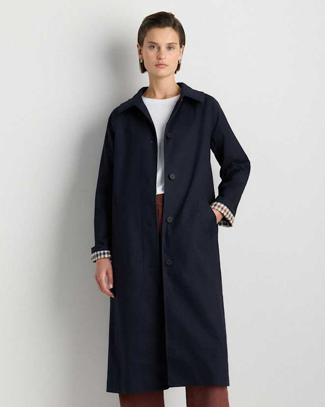 Navy Comfort Stretch Mac Coat