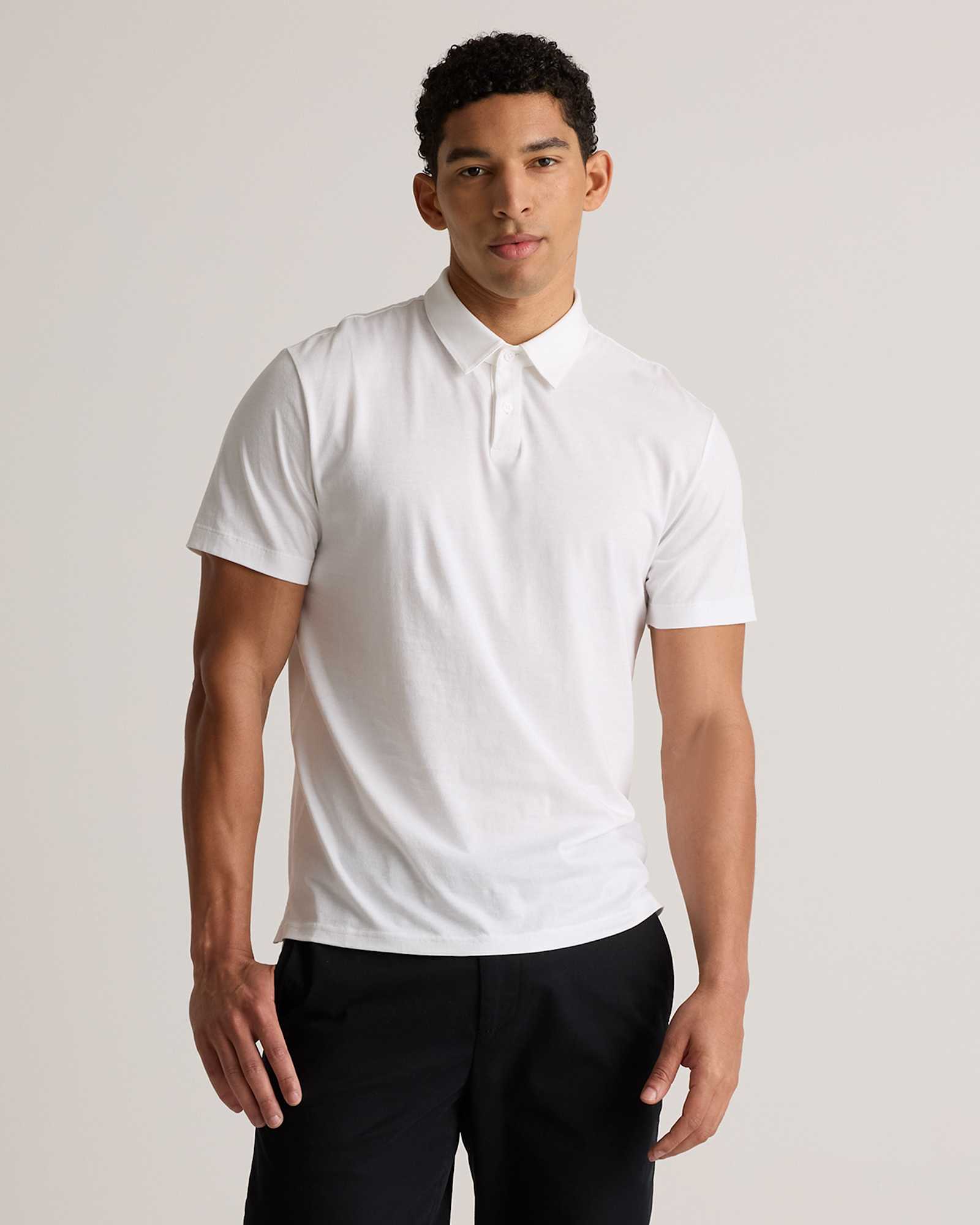 white 100% Pima Cotton Luxe Touch Polo