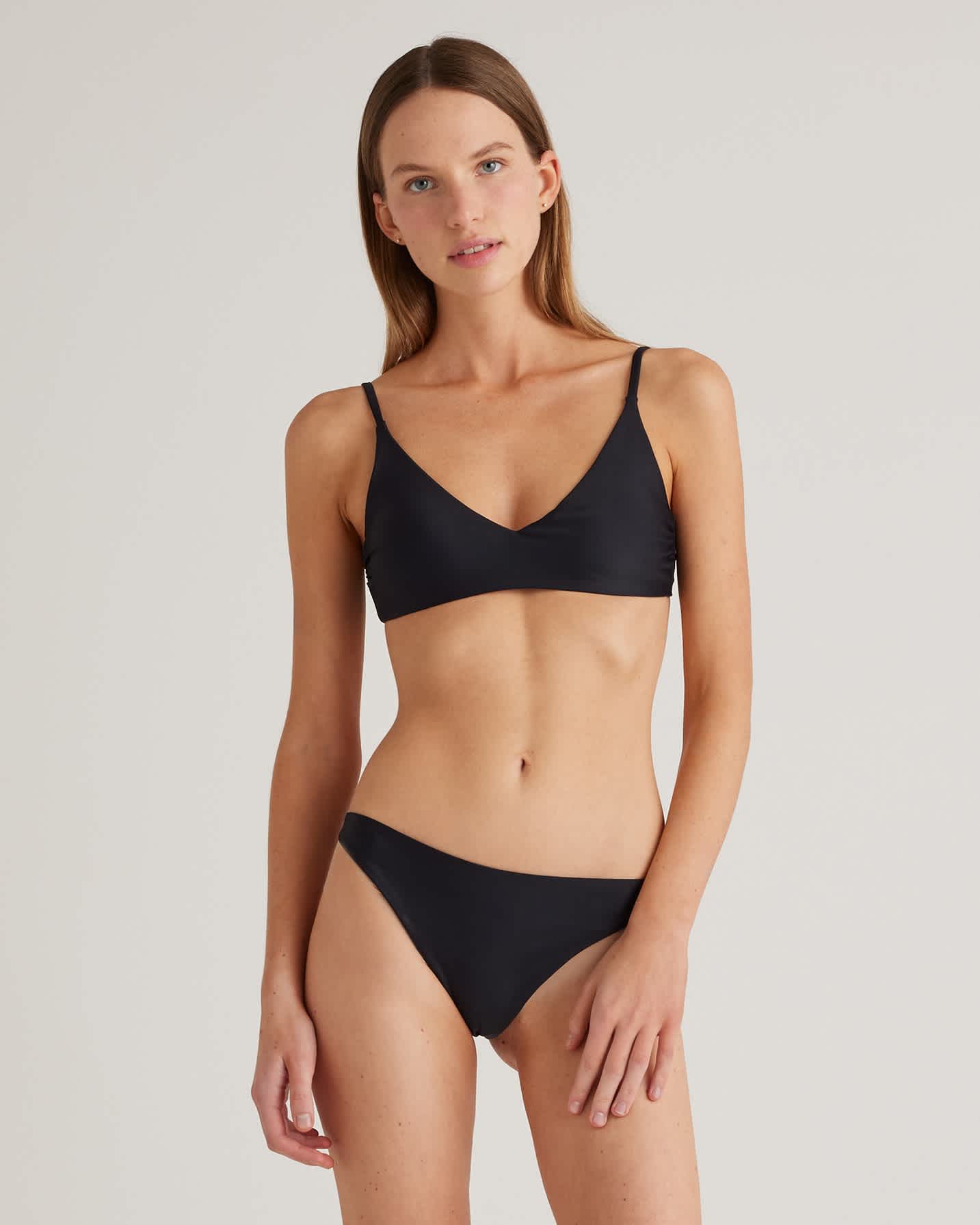 Black Italian V-Neck Bikini Top