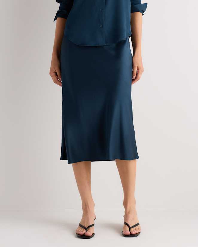 Stratus Blue 100% Washable Silk Skirt