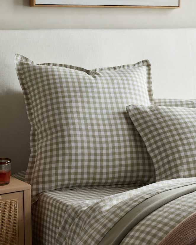 Willowleaf Gingham European Linen Euro Sham