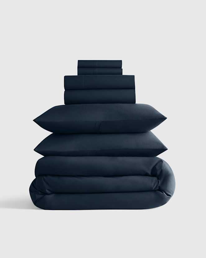 Navy Classic Organic Percale Deluxe Bedding Bundle