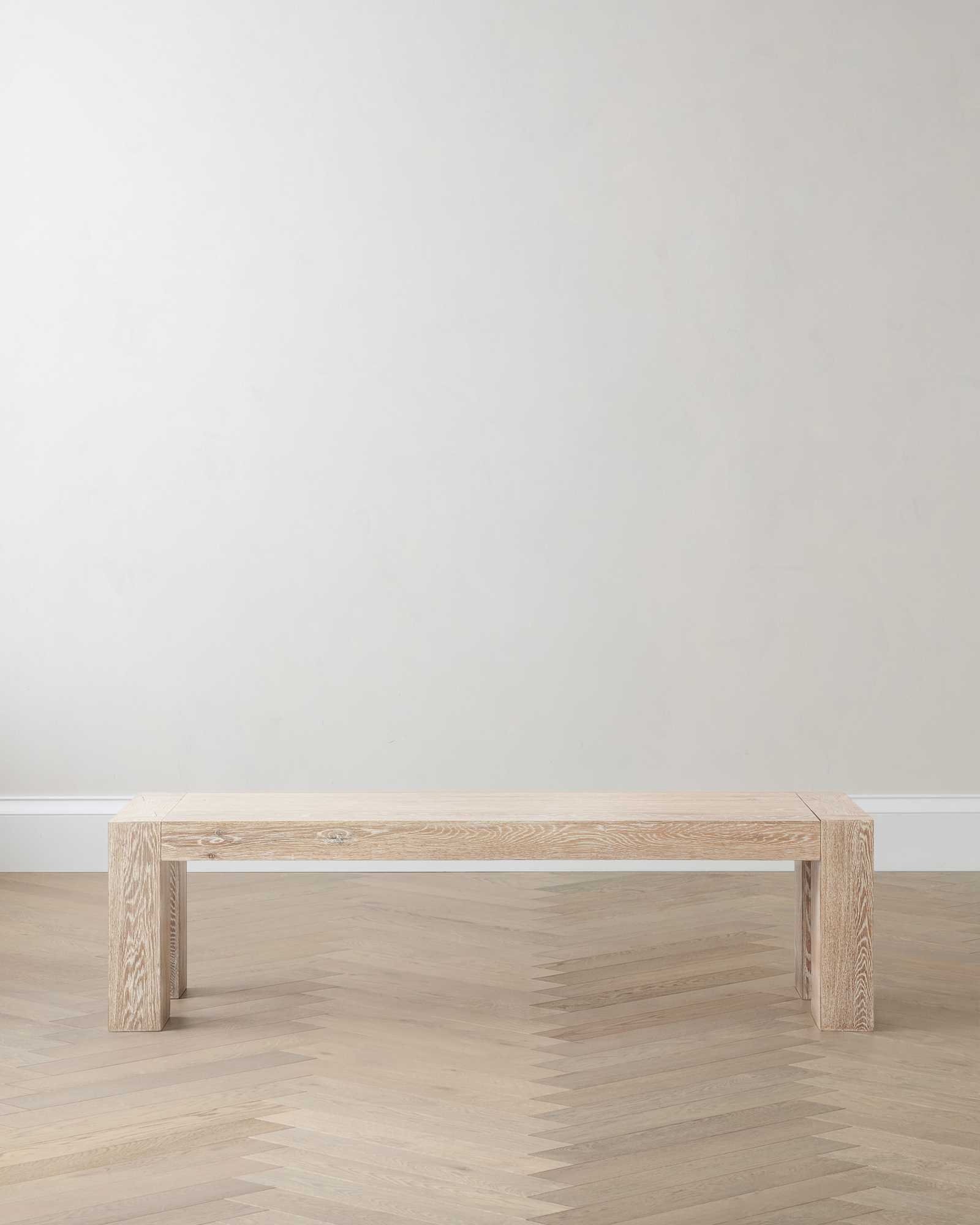 Washed Cream Reclaimed Oak Parsons Dining Bench