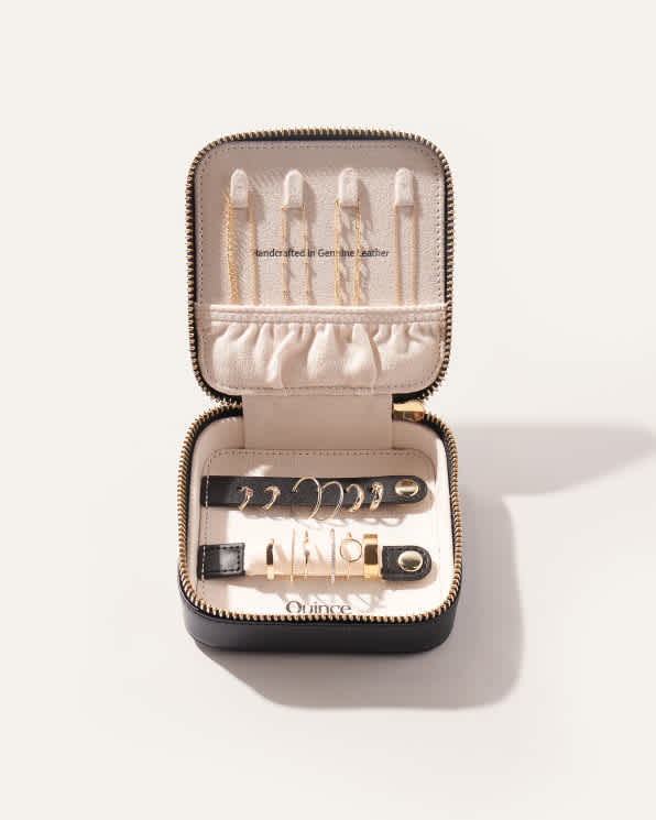 jewelrycase Black Leather Jewelry Travel Case