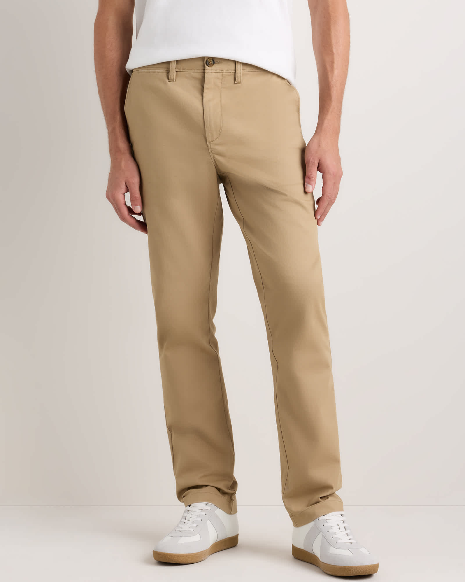Dark Khaki Pantalon chino extensible en coton biologique – coupe droite