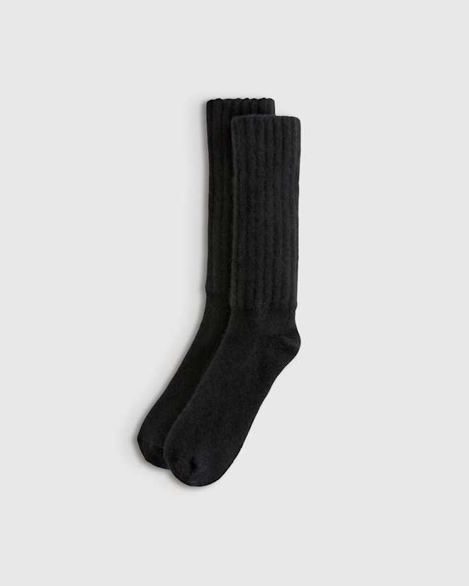 Black Mongolian Cashmere Slouch Sock