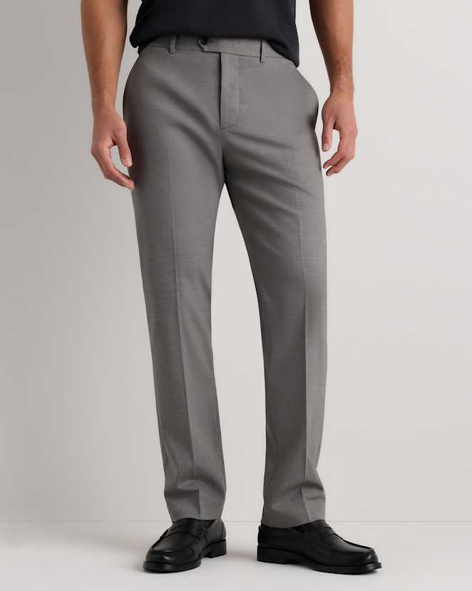 Grey Melange Stretch Wool Dress Pants - Straight