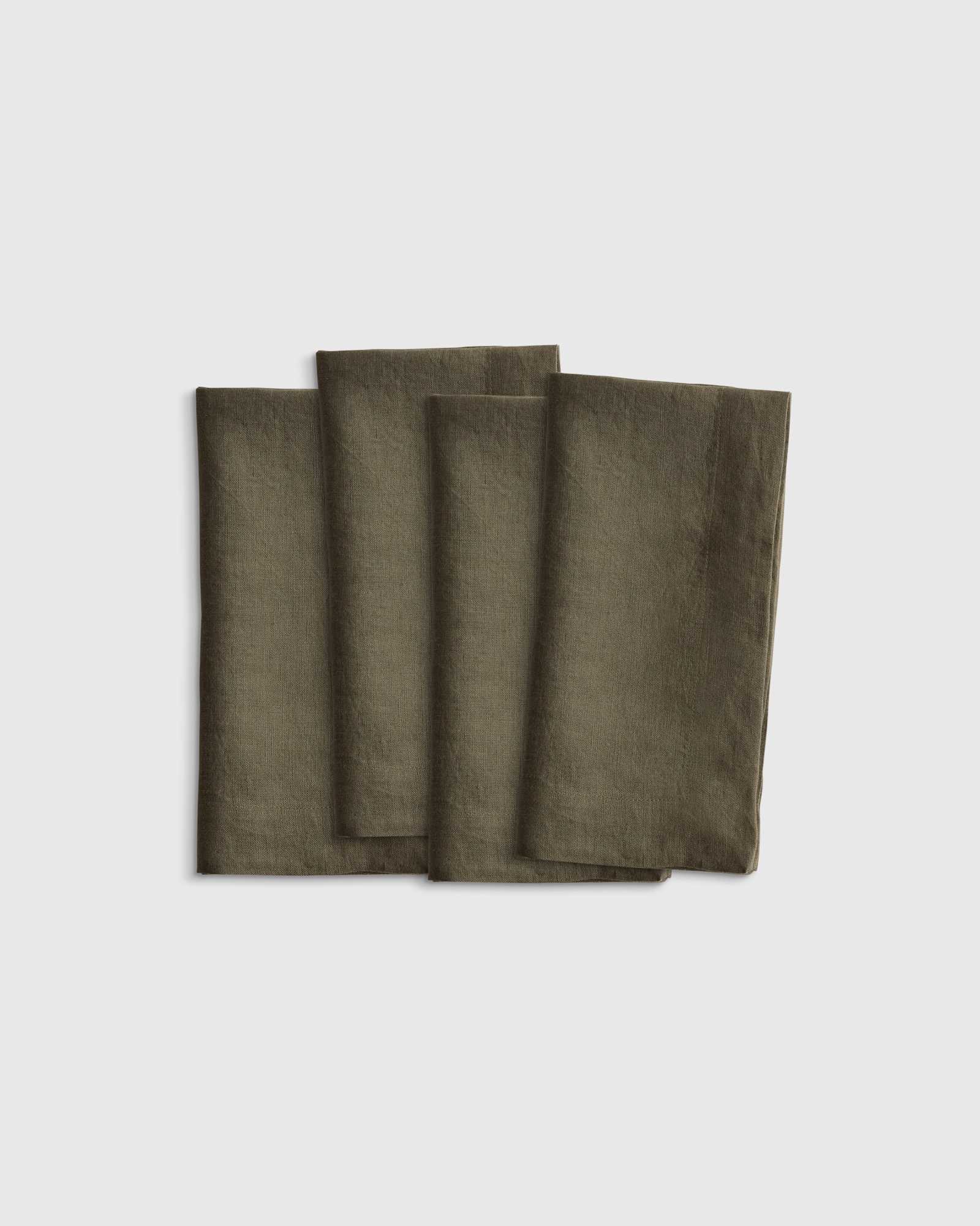 Dusty Olive European Linen Wide-Hem Napkins (Set of 4)