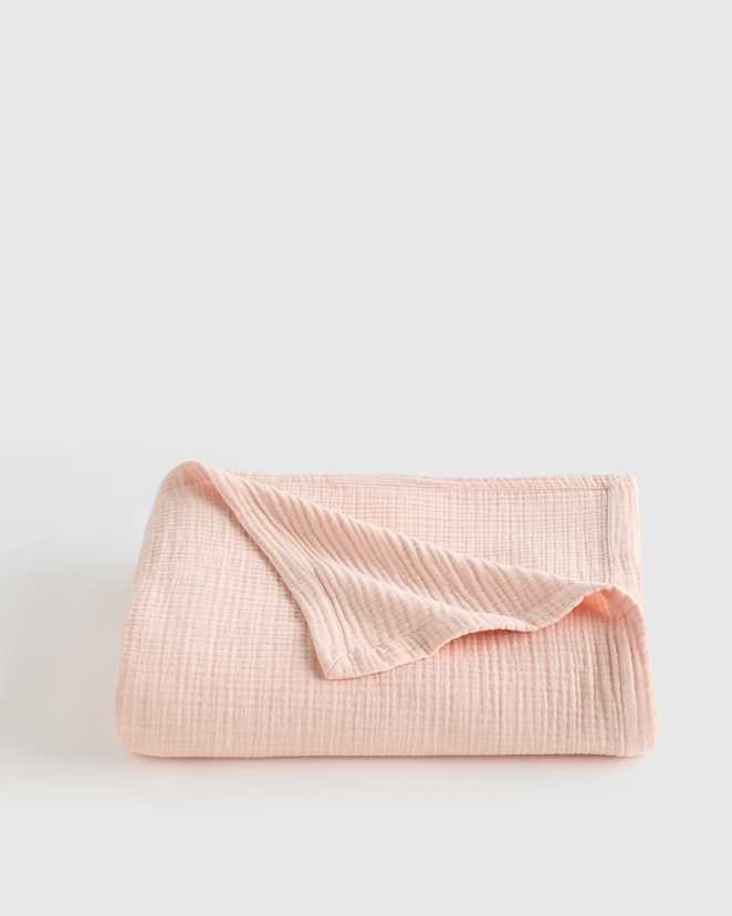 Soft Pink Organic Airy Gauze Blanket