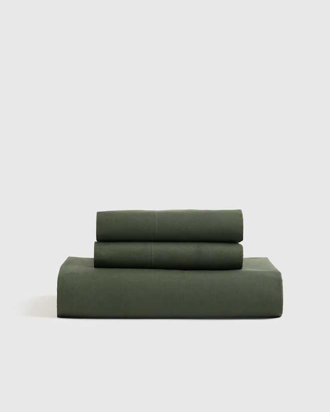 Pine Organic Crisp Percale Fitted Sheet Set