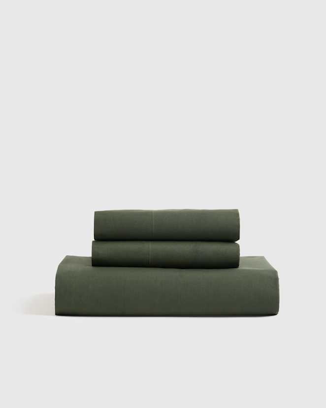 Pine Organic Crisp Percale Fitted Sheet Set