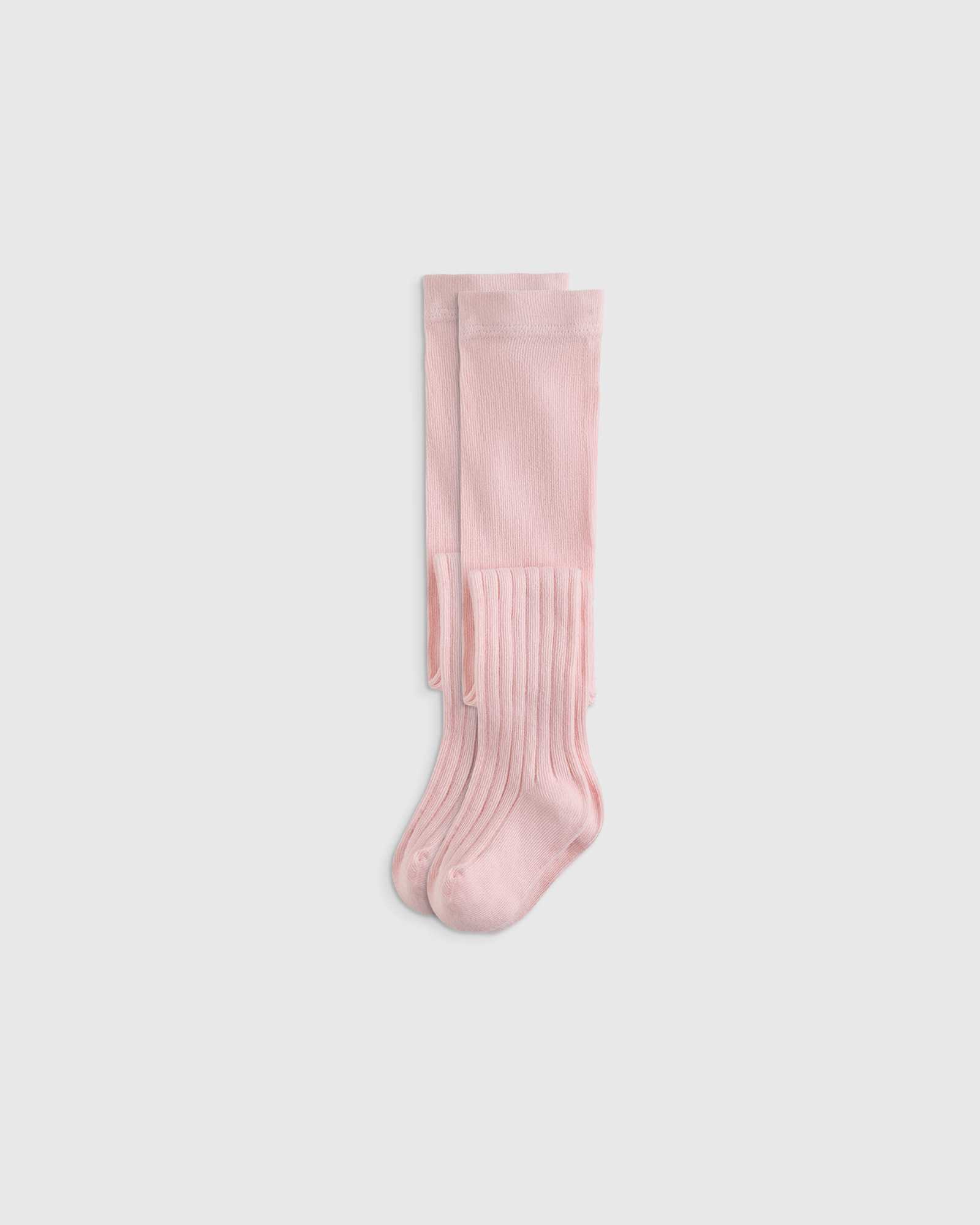 baby-pink Organic Cotton Rib Tights (2-pack)