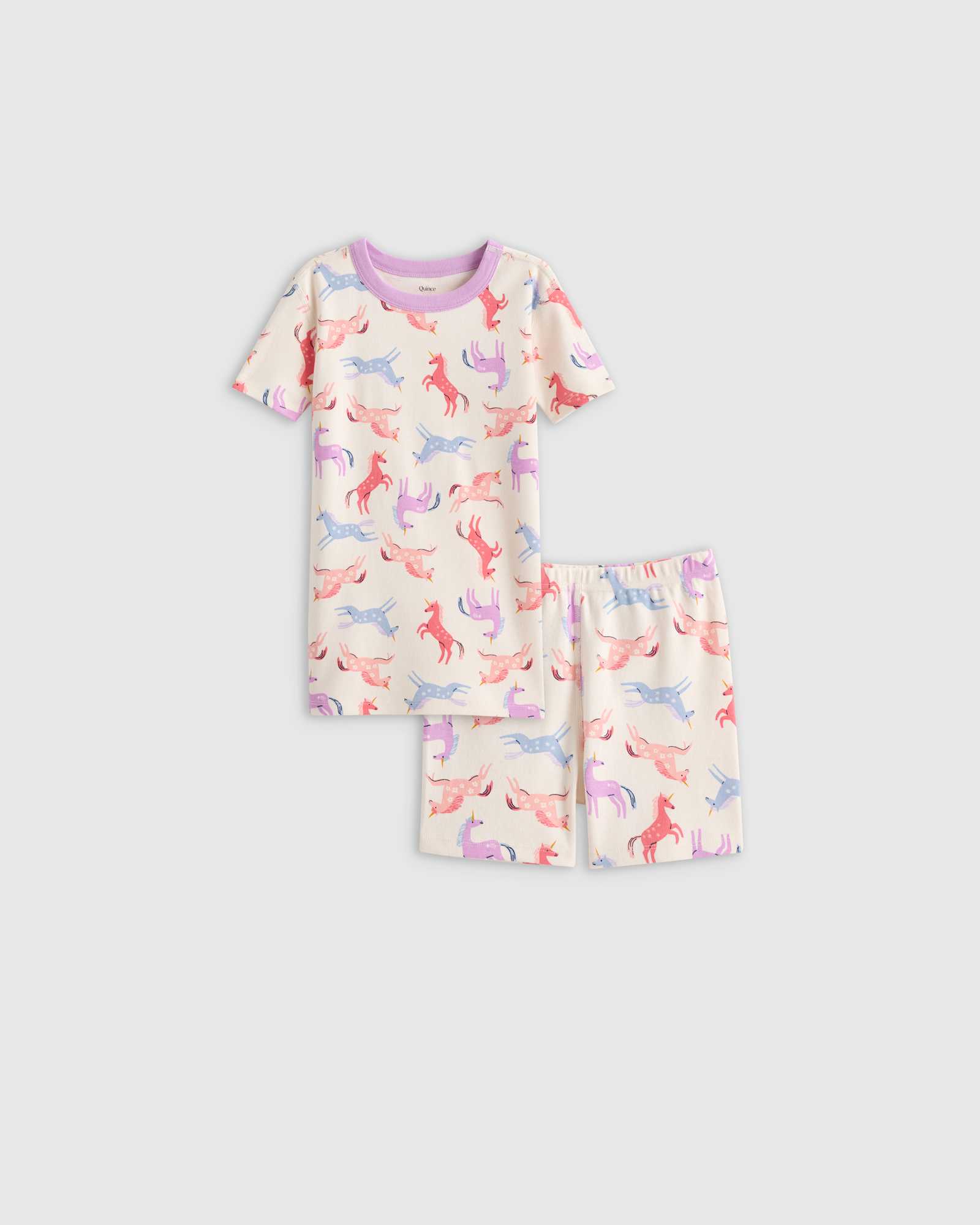 unicorn 100% Organic Cotton Short Sleeve and Shorts Pajama Set