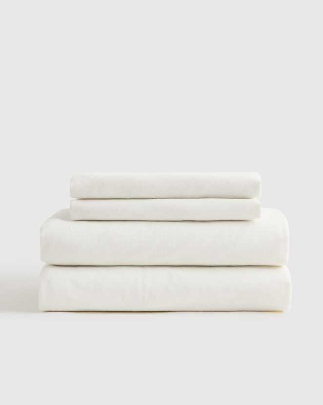 White Luxury Organic Flannel Sheet Set
