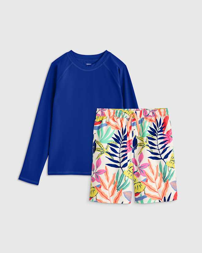 Tropical Palms Swim Trunk and Rash Guard Set