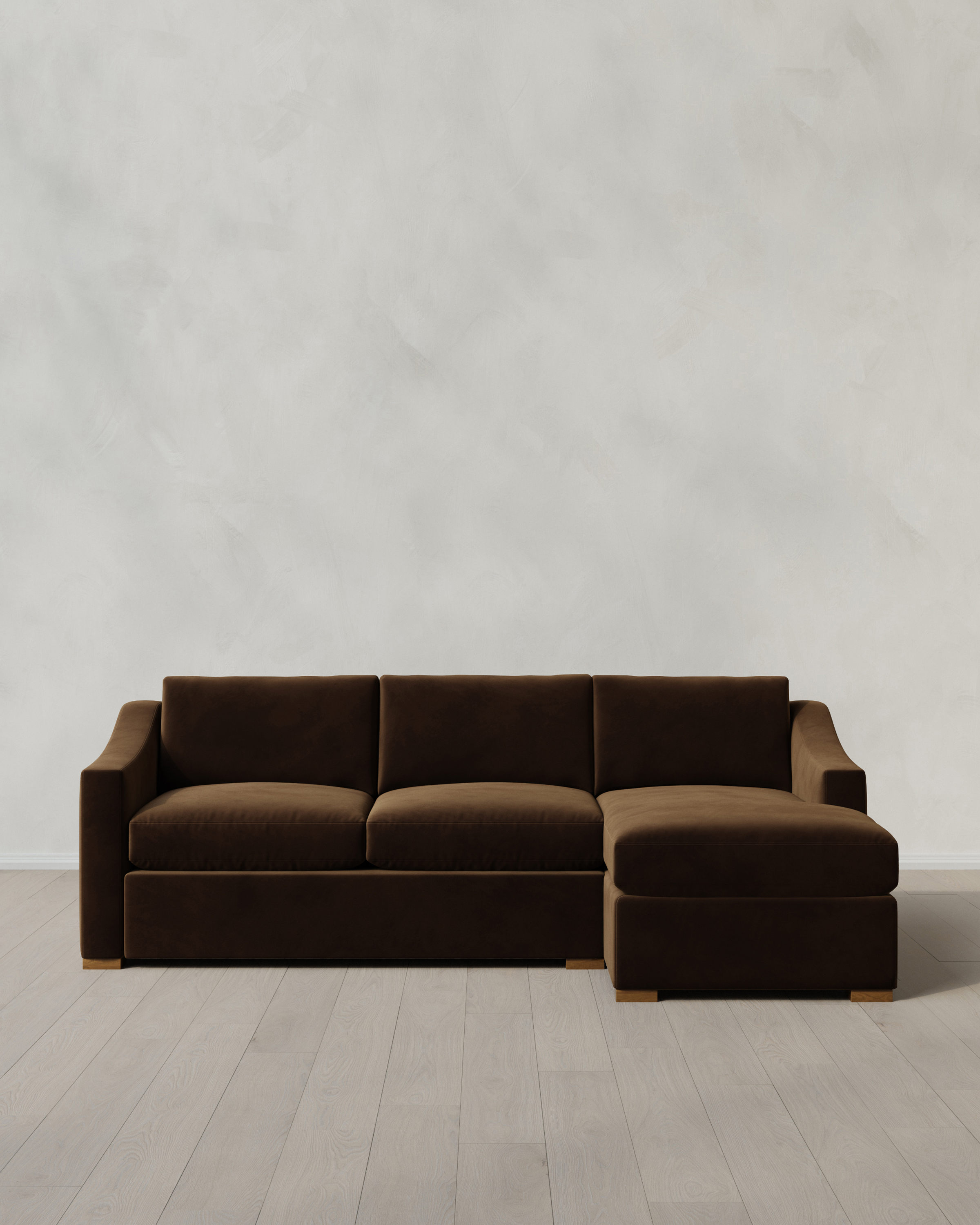 Java Hollis Slope Arm Chaise Sectional in Performance Velvet