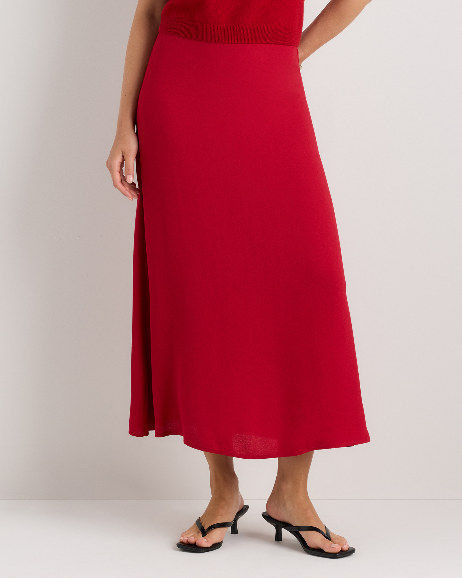 Ruby Red Lightweight Crepe Slip Skirt