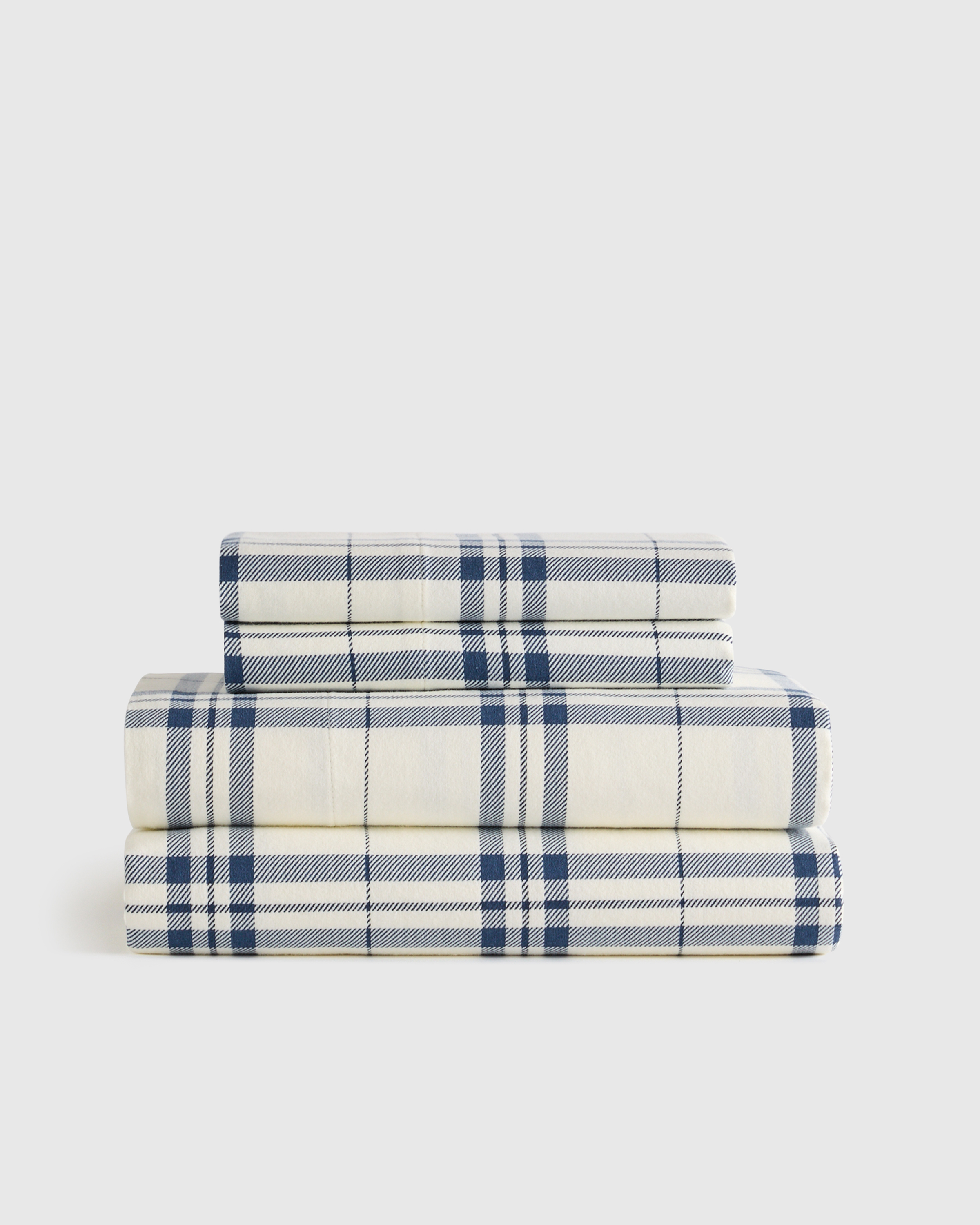Navy Tartan Plaid Luxury Organic Plaid Flannel Sheet Set