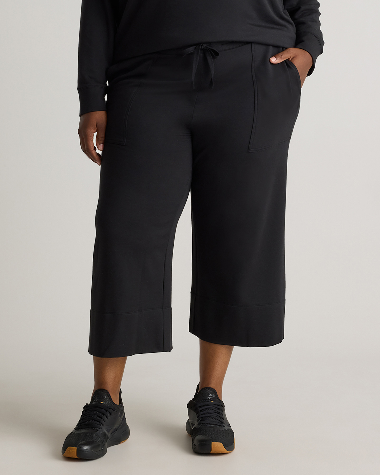 SuperSoft Fleece Cropped Wide Leg Pants Plus Size