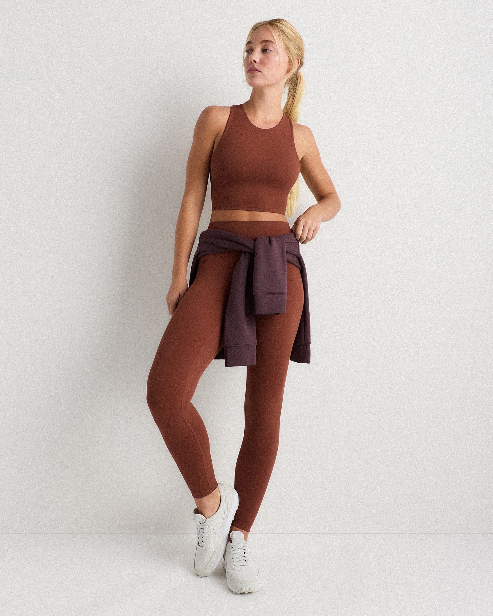 Ultra-Form High-Neck Cropped Tank in Redwood Brown